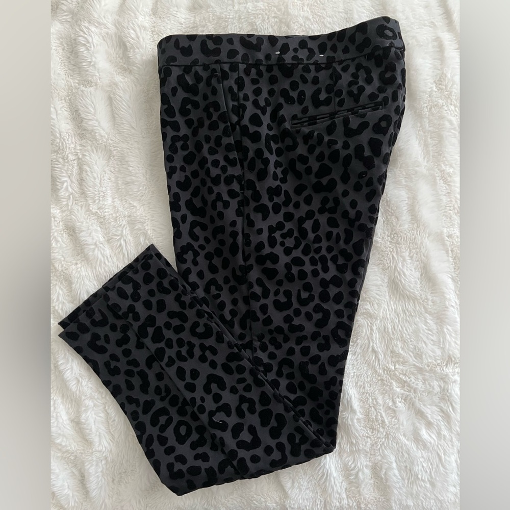 Ann Taylor - Black and black velvet animal print dress pants. Size 2